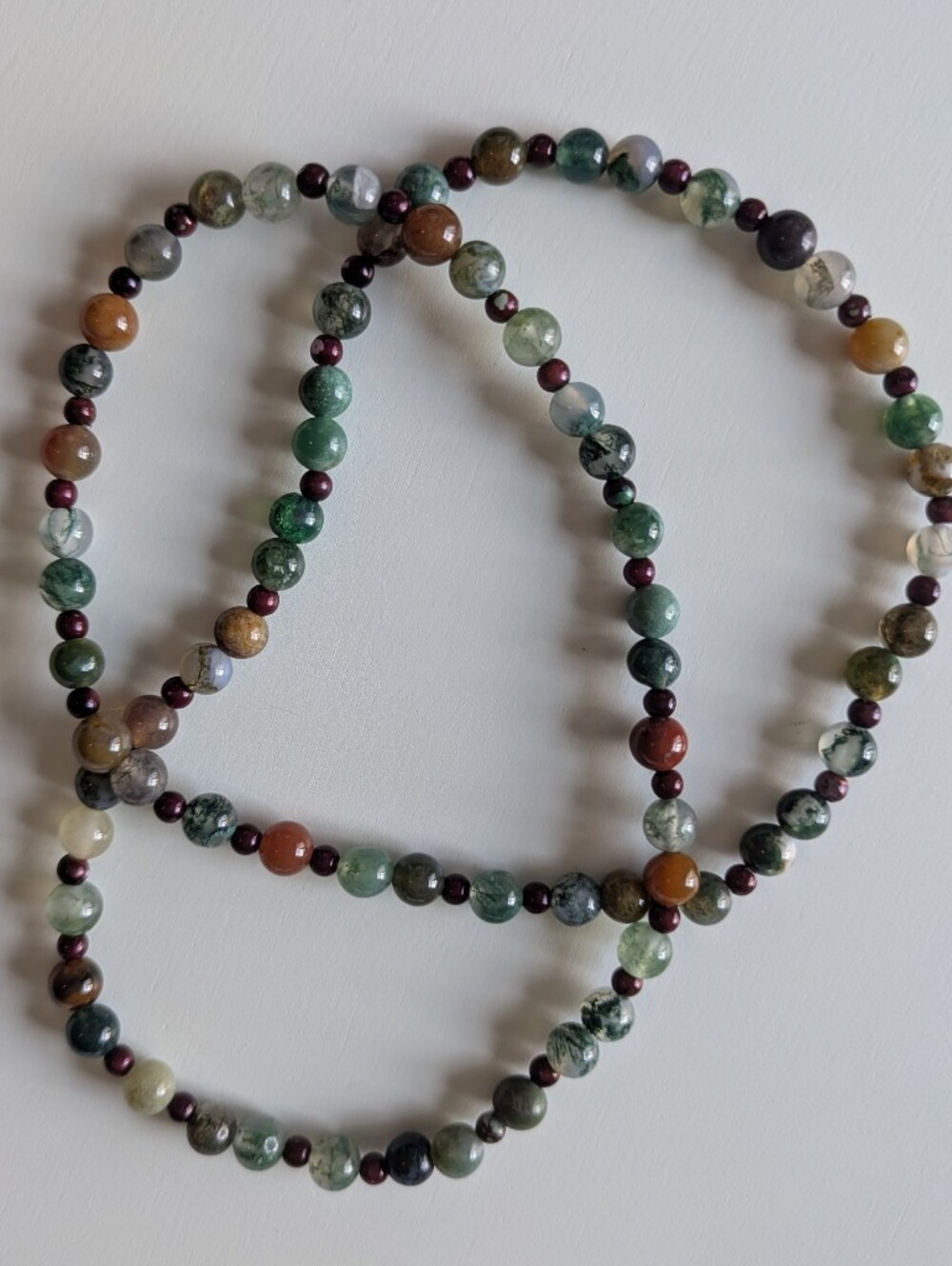 Natural Stone Beaded Necklace 24" Length Earth Tones | Handcrafted | NWT